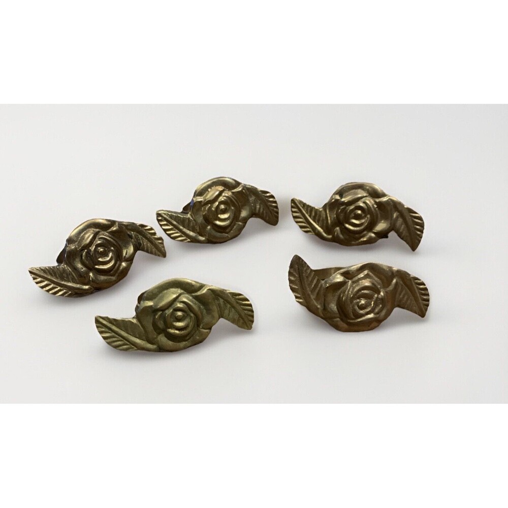 Lot of 5 Vintage Flower Brass Napkin Rings